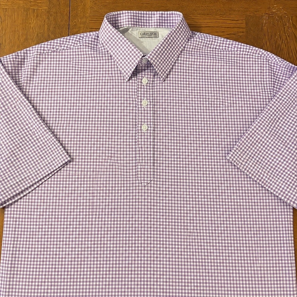 Collars & Co Polo Shirt 3XL Check Gingham Performance Stretch Preppy Office